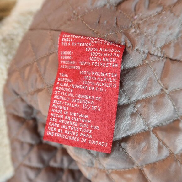 Vintage Y2K Wide Wale Corduroy Shearling Chore Jacket 1X Gloria Vanderbilt Tan - Picture 7 of 8